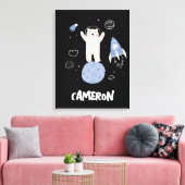 Kute Cartoon Beer in ruimte Canvas Afdruk (Insitu (Woonkamer))