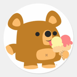 Kute Cartoon Beer met balken :) ronde sticker