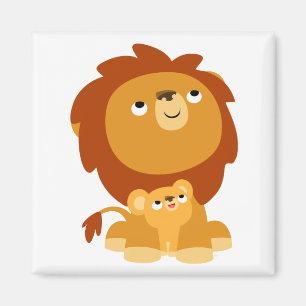 Kute Cartoon Beschermende pap Lion en Cub Magnet Magneet