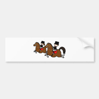Kute cartoon boy girl die op paarden rijdt bumpersticker