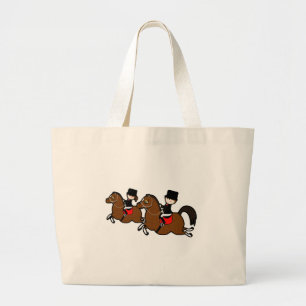 Kute cartoon boy girl die op paarden rijdt grote tote bag