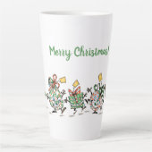 Kute Cartoon dansende kerstcadeautjes en bomen Latte Mok (Voorkant)