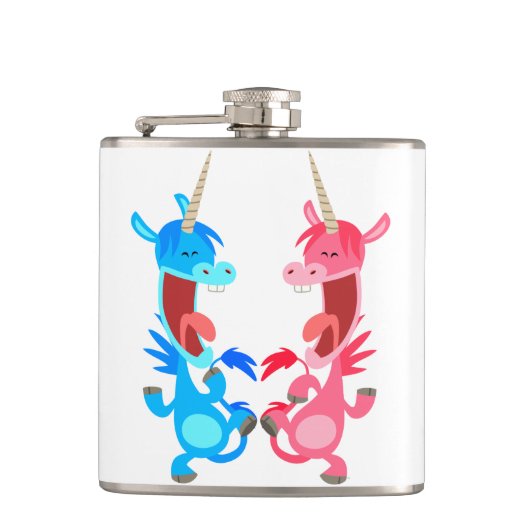 Kute Cartoon Dansende Unicorns Hip Flask Heupfles (Voorkant)