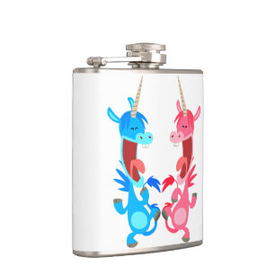 Kute Cartoon Dansende Unicorns Hip Flask Heupfles