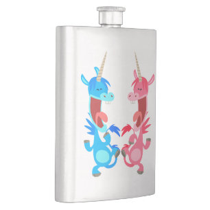Kute Cartoon Dansende Unicorns Klassieke Flask Heupfles