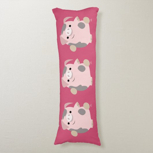 Kute Cartoon Dansende Varkensleiding Lichaamskussen (Voorkant Verticaal)