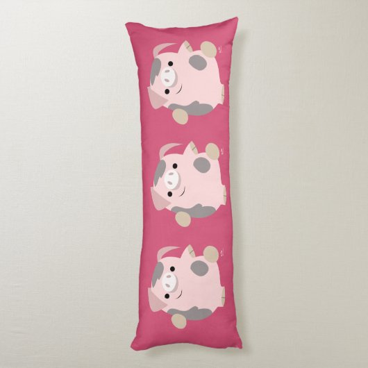 Kute Cartoon Dansende Varkensleiding Lichaamskussen (Achterkant (Verticaal))