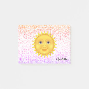 Kute Cartoon die Zon glimlacht met een zoete borre Post-it® Notes