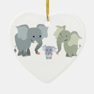 Kute Cartoon Elephant Family Ornament