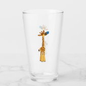Kute Cartoon Giraffe en blauw ventilator Glas (Achterkant)