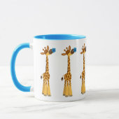 Kute Cartoon Giraffe en blauwe ventilator Mok (Links)