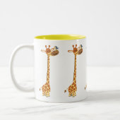 Kute Cartoon Giraffe en vriend Tweekleurige Koffiemok (Links)