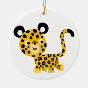 Kute Cartoon glimlachend luipaard Keramisch Ornament