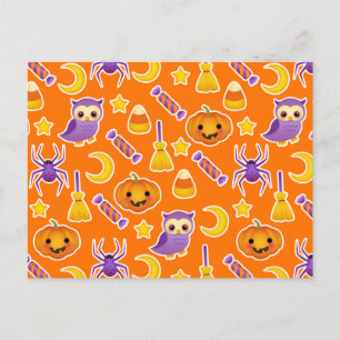 Kute Cartoon Halloween Design met pompoenen Briefkaart