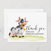 Kute Cartoon Koe Hartelijk dank Briefkaart (Voorkant / Achterkant)