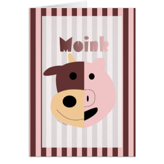 Kute cartoon koe + varken = Roze kaart