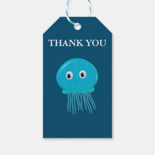 Kute Cartoon kwal in de blauwe zee Cadeaulabel
