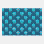 Kute Cartoon kwal Pattern in Blue Ocean Inpakpapier Vel (Voorkant)