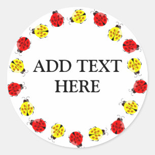 Kute Cartoon Ladybugs in rood en geel Ronde Sticker