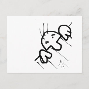 Kute Cartoon Man die over een hek gaat Briefkaart