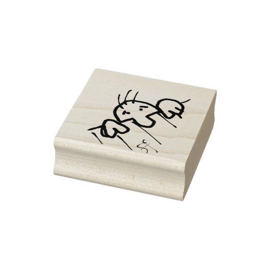 Kute Cartoon Man die over een hek gaat Rubberstempel (Stempel)