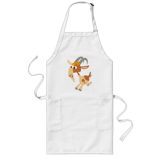 Kute Cartoon met geitenkooking Apron Lang Schort (Voorkant)