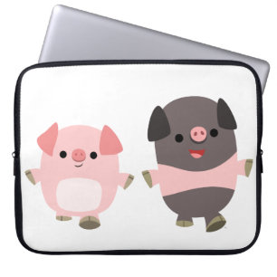 Kute Cartoon op een looplaptophoes Laptop Sleeve