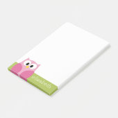 Kute Cartoon Owl - Roze en kalkgroen Post-it® Notes (Schuin)