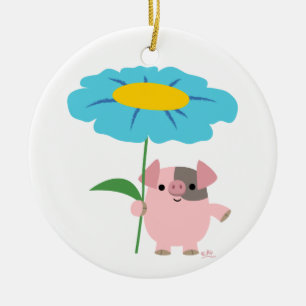 Kute Cartoon pig met Gift (blauw) decoratie
