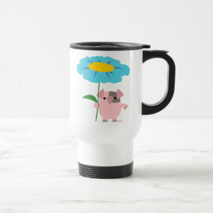 Kute Cartoon pig met Gift (blauw) fort Mok