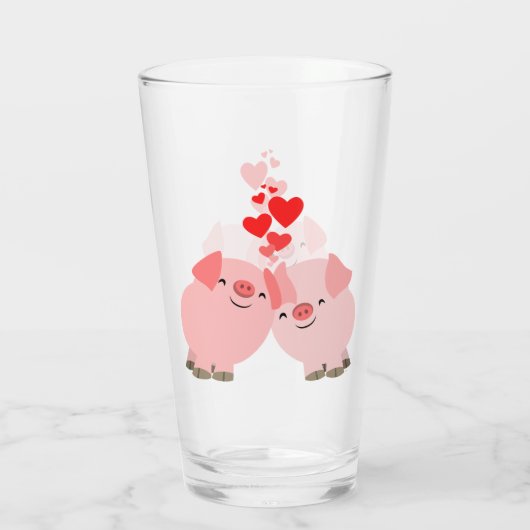 Kute Cartoon pigs in Love Glas (Achterkant)