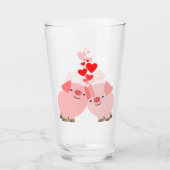 Kute Cartoon pigs in Love Glas (Voorkant)