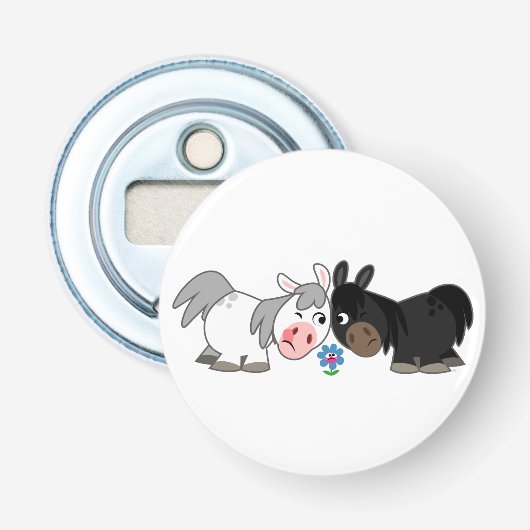 Kute Cartoon Ponies Standoff Button Bottle Opener (Voorkant)
