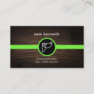 Kute Cartoon Puppy Wood Grain Placard Pet Sitter Visitekaartje