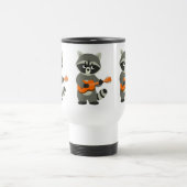 Kute Cartoon Raccoon Guitar Commuter Mok (Center)