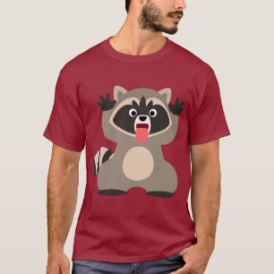 Kute Cartoon Raccoon uit Tongue T-shirt