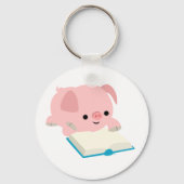 Kute Cartoon Reading Piglet Sleutelhanger (Voorkant)