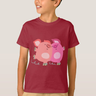 Kute Cartoon Roller-Skating Pigs Kinder T-Shirt