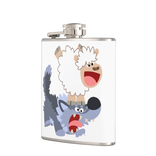 Kute Cartoon Sheep and Wolf Hip Flask Heupfles (Links)