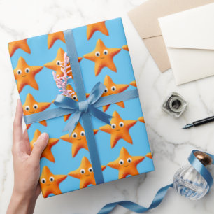 Kute Cartoon Starfish Blue Ocean Cadeaupapier