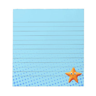 Kute Cartoon Starfish Blue Ocean Lined Notitieblok