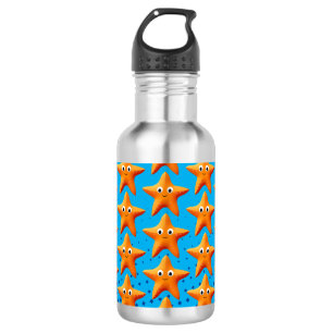 Kute Cartoon Starfish Blue Ocean Waterfles