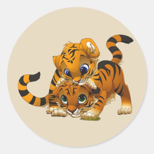 Kute cartoon Tigers Ronde Sticker (Voorkant)