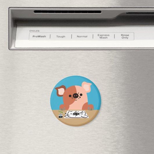 Kute Cartoon Trekpiglet Magnet Magneet (Insitu (Vaatwasser))