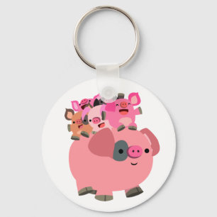 Kute Cartoon varende biggen Sleutelhanger
