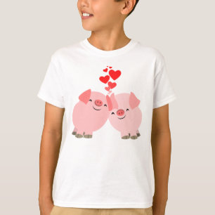 Kute Cartoon Varkens in Love Children T-Shirt