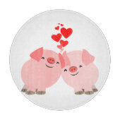 Kute Cartoon Varkens in Love Cutting Board Snijplank (Voorkant)