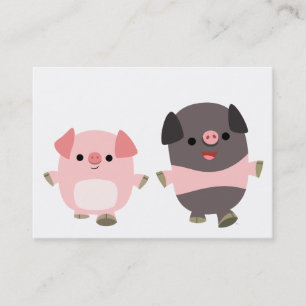 Kute Cartoon varkens op een loopbaan-ACEO/Visiteka Visitekaartje