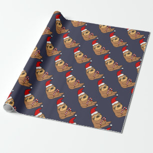 Kute Cartoon voor Kerstmis in Santa Hat Cadeaupapier