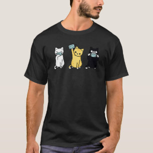 Kute Cat Wearing Face Mask Cute Schattig Kitten T-shirt